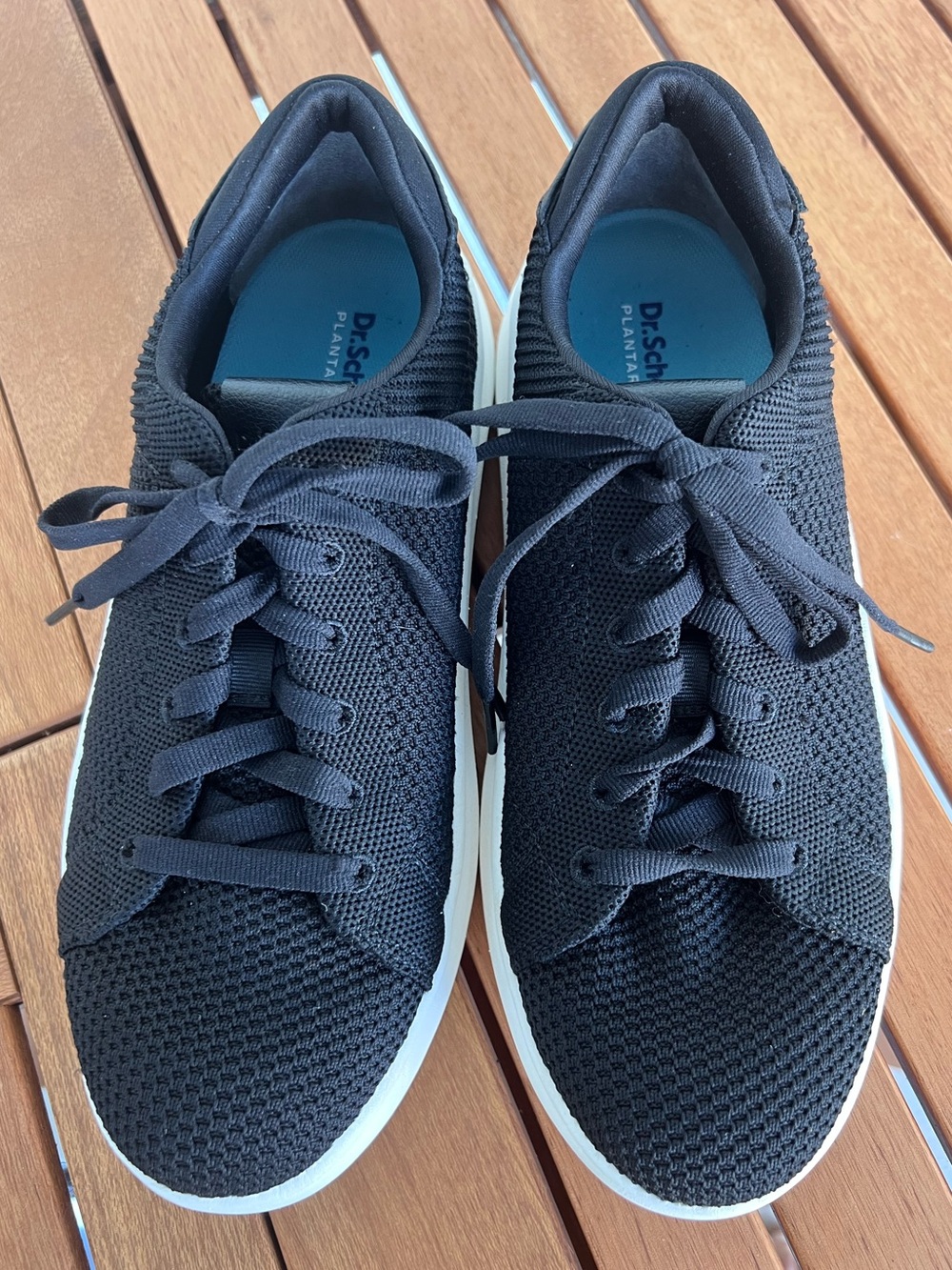 Dr. Scholl's Women’s Plantar Fasciitis Black Lace-Up Sneakers White Sole Sz 7.5W